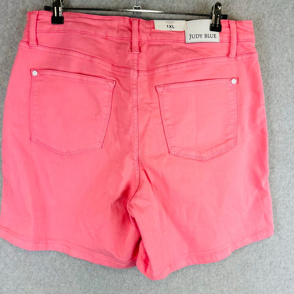 New Judy Blue Womans Sz 1XL Jean Denim Short High Rise Pink Stretch Pockets NWT - Picture 8 of 10